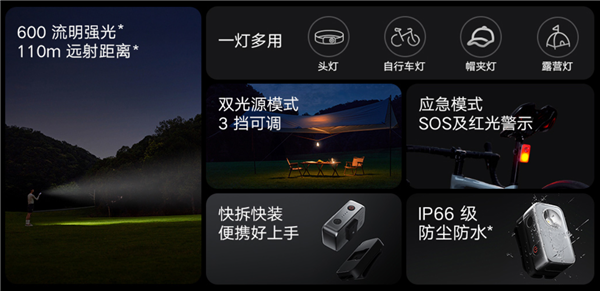 小米米家户外多功能灯开售：129元开元棋牌600流明、110米远射！(图3)